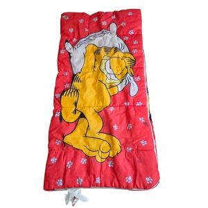 Vintage Garfield Sleeping Bag & Duffel Set 80s Kids Cartoon Camping‎ Retro
